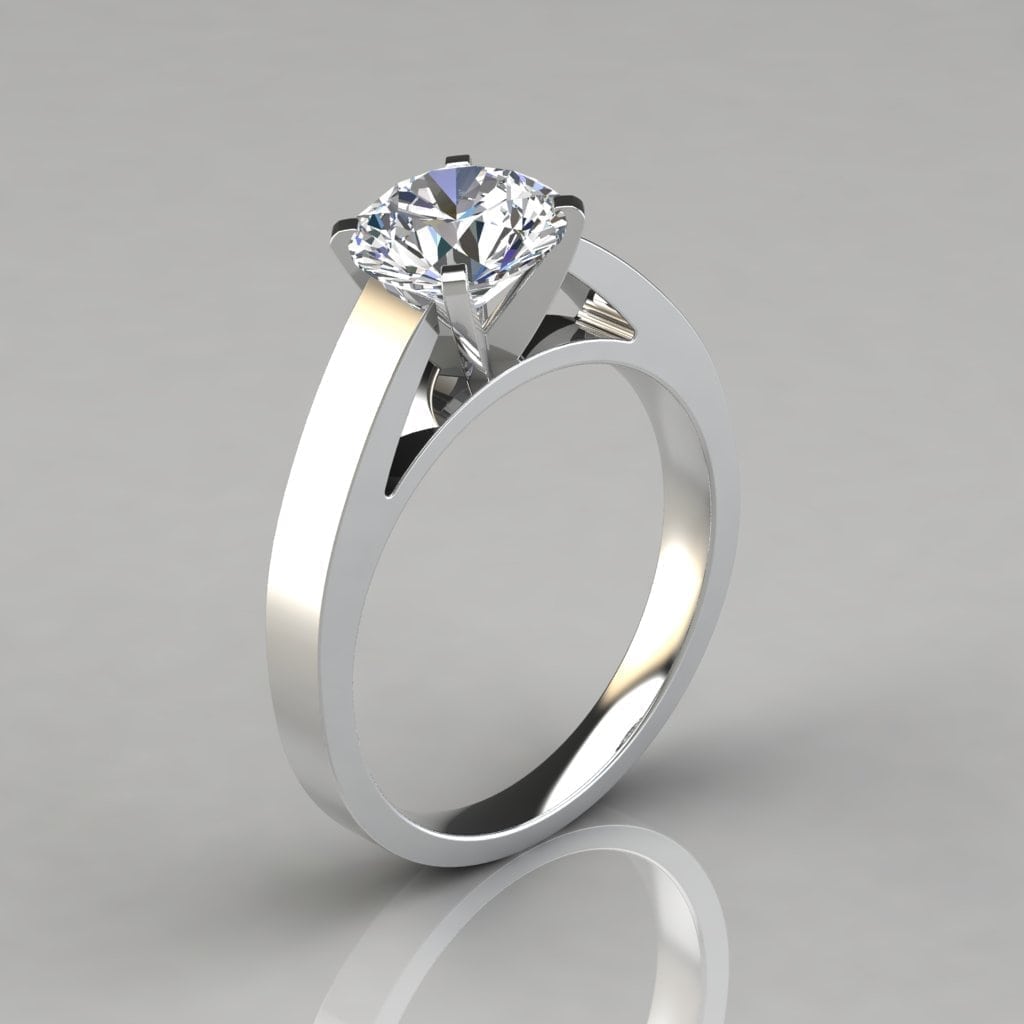 Round Cut Solitaire Cathedral Style Engagement Ring ...