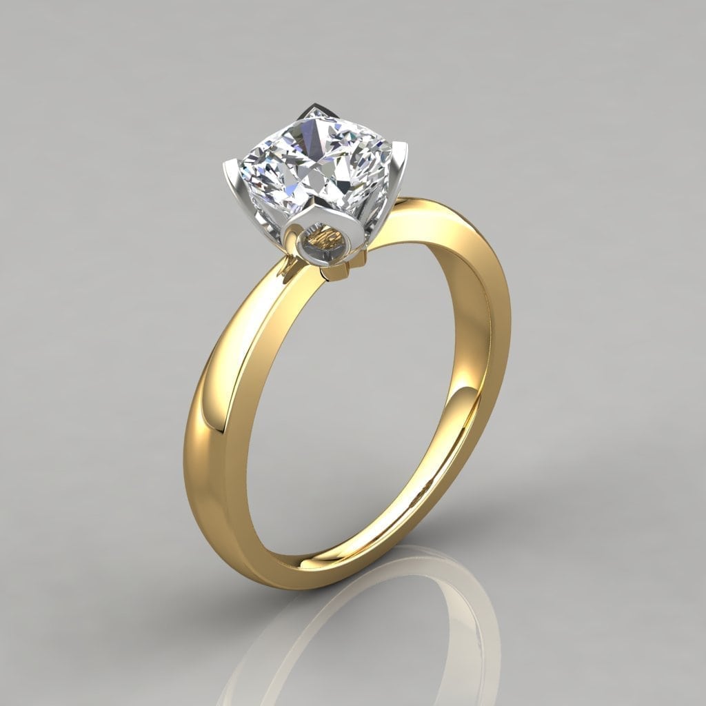 Petal Design Cushion Cut Solitaire Engagement Ring Forever