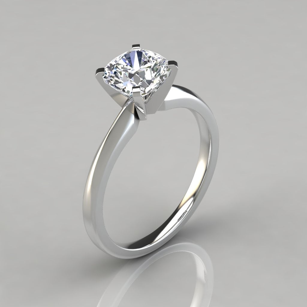 Classic Cushion Cut Solitaire Engagement Ring Forever Moissanite