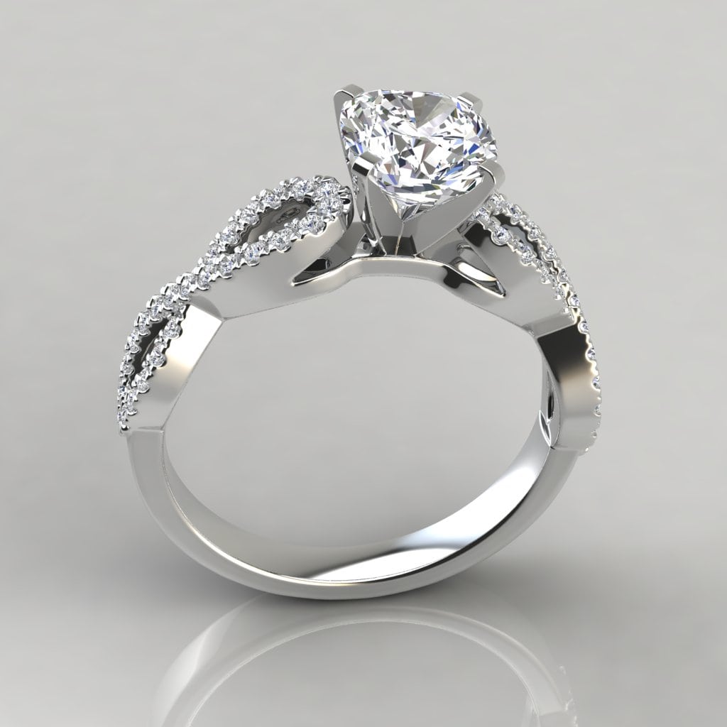 Infinity Design Cushion Cut Engagement Ring Forever Moissanite