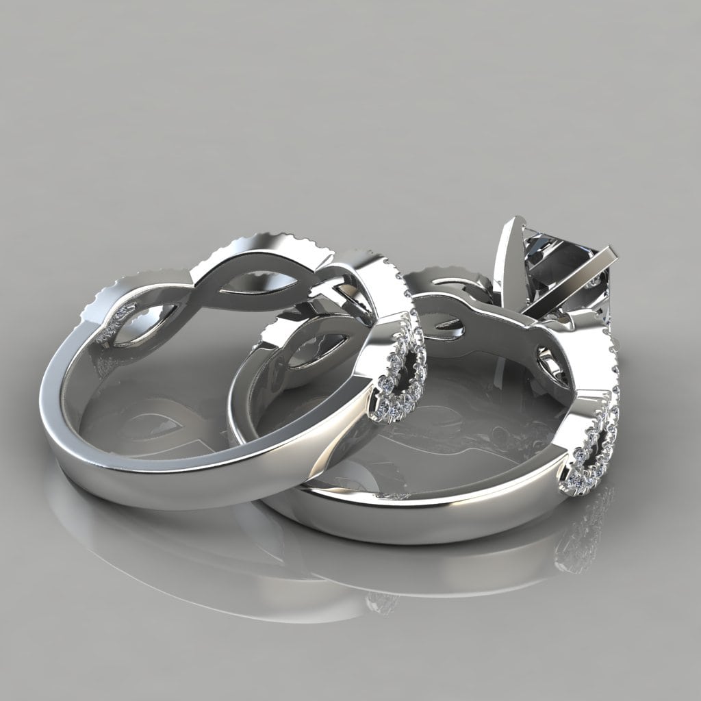 Infinity Design Princess Cut Bridal Set Rings Forever Moissanite